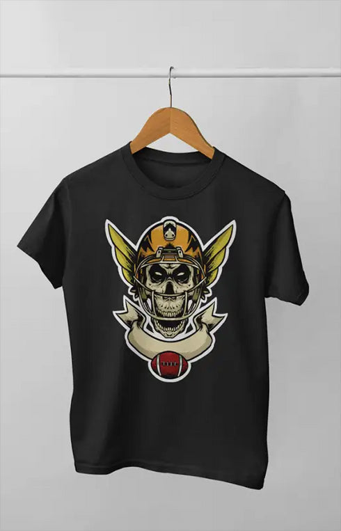 Boy Round Neck Half Sleeve Skull Head - S / Black