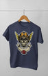 Boy Round Neck Half Sleeve Skull Head - S / Navy Blue