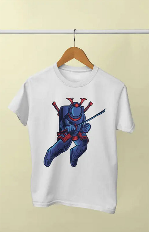 Boy Round Neck Half Sleeve Space Samurai - 24-35M / White