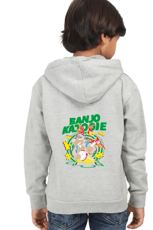 Kids Hooded SweatShirt Banjo (Front/Back Design) - Grey Melange / 36-47M