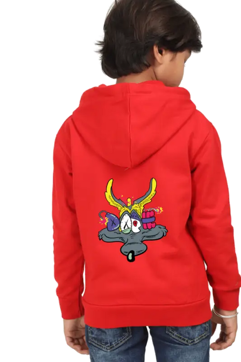 Kids Hooded SweatShirt Coyote (Front/Back Design) - Red / 36-47M