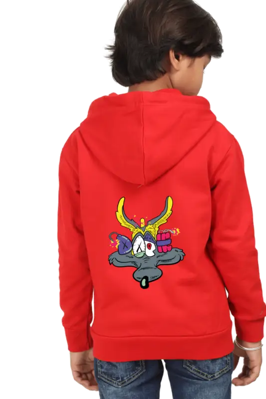 Kids Hooded SweatShirt Coyote (Front/Back Design) - Red / 36-47M
