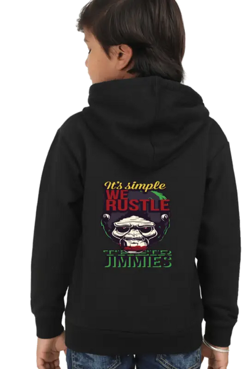 Boys Hooded SweatShirt Its Simple (Front/Back Design) - Black / 36-47M