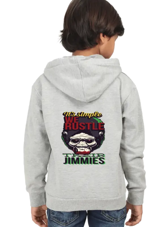 Boys Hooded SweatShirt Its Simple (Front/Back Design) - Grey Melange / 36-47M