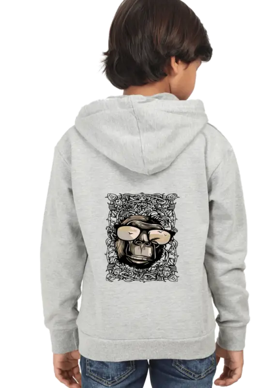 Boys Hooded SweatShirt Mininglass (Front/Back Design) - Grey Melange / 36-47M
