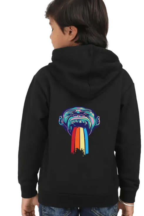 Boys Hooded SweatShirt Monk (Front/Back Design) - Black / 36-47M
