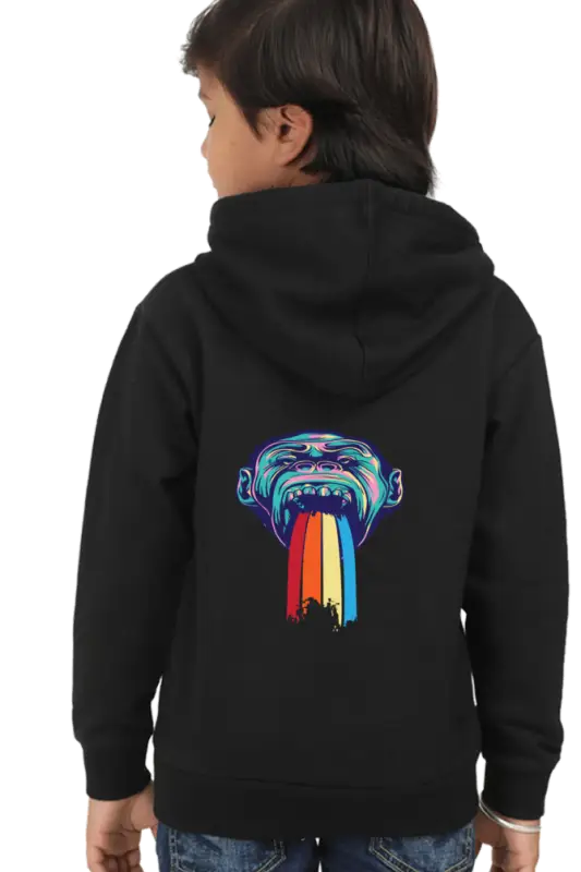 Boys Hooded SweatShirt Monk (Front/Back Design) - Black / 36-47M