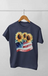 Girl Round Neck Half Sleeve American Flower - 11Y / Navy Blue - Girl’s T-shirt