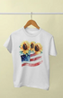 Girl Round Neck Half Sleeve American Flower - 11Y / White - Girl’s T-shirt