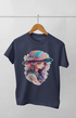 Girl Round Neck Half Sleeve Beauty Girl - 11Y / Navy Blue