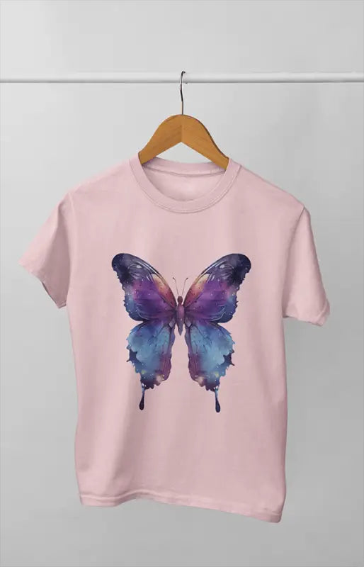 Girl Round Neck Half Sleeve Butterfly - 11Y / Pink