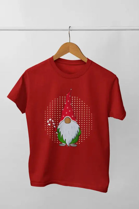 Girl Round Neck Half Sleeve ChristmasFun4 - Red / 12-23M
