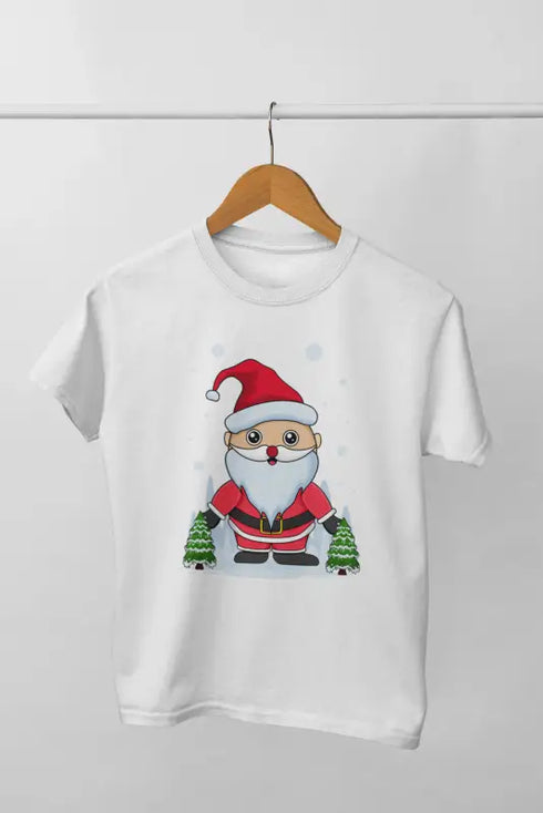 Girl Round Neck Half Sleeve ChristmasFun2 - White / 12-23M
