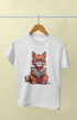 Girl Round Neck Half Sleeve Cute Cat Reading - 11Y / White