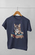 Girl Round Neck Half Sleeve CutieW color Cat - 11Y / Navy Blue