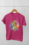 Girl Round Neck Half Sleeve Dragon - 11Y / Pink