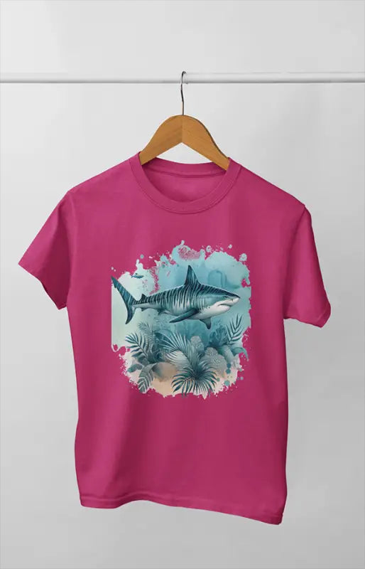 Girl Round Neck Half Sleeve Tiger Shark - 11Y / Pink