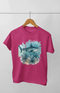 Girl Round Neck Half Sleeve Tiger Shark - 11Y / Pink