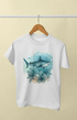 Girl Round Neck Half Sleeve Tiger Shark - 11Y / White