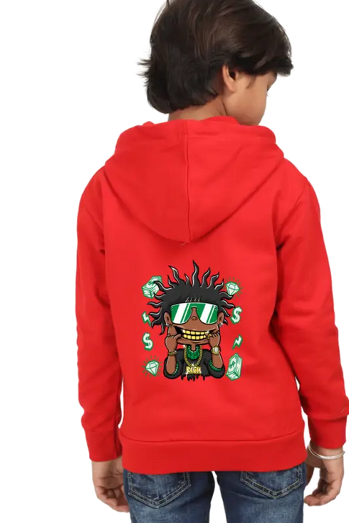 Kids Hooded SweatShirt DollarBoy (Front/Back Design) - Red / 36-47M