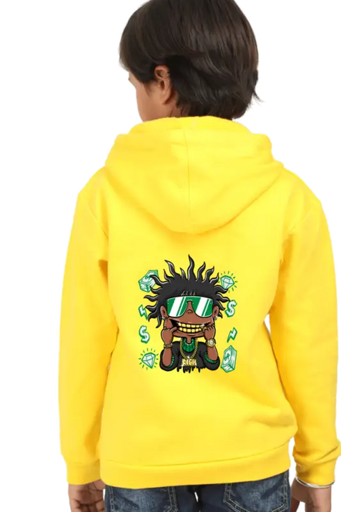 Kids Hooded SweatShirt DollarBoy (Front/Back Design) - Yellow / 36-47M
