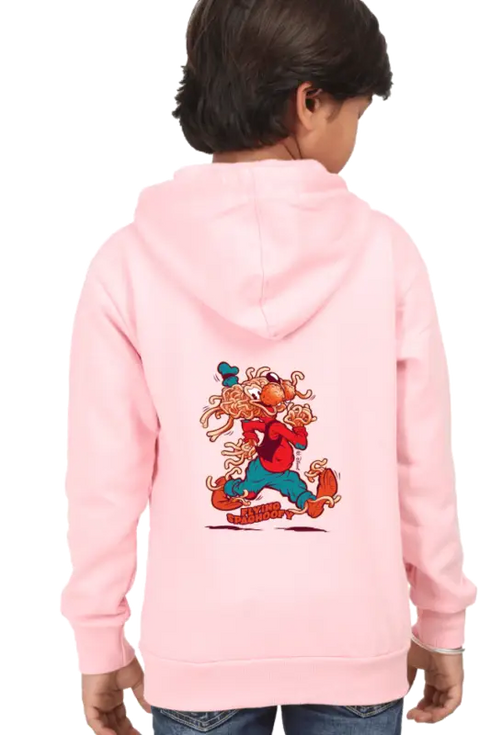 Kids Hooded SweatShirt Flyng (Front/Back Design) - Baby Pink / 36-47M