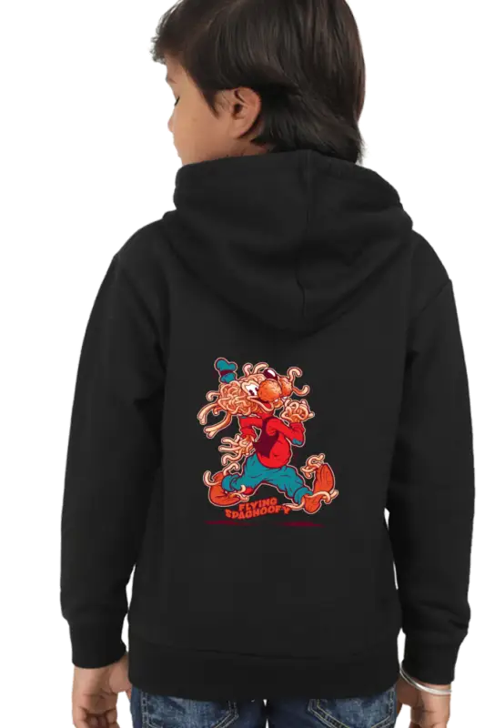 Kids Hooded SweatShirt Flyng (Front/Back Design) - Black / 36-47M