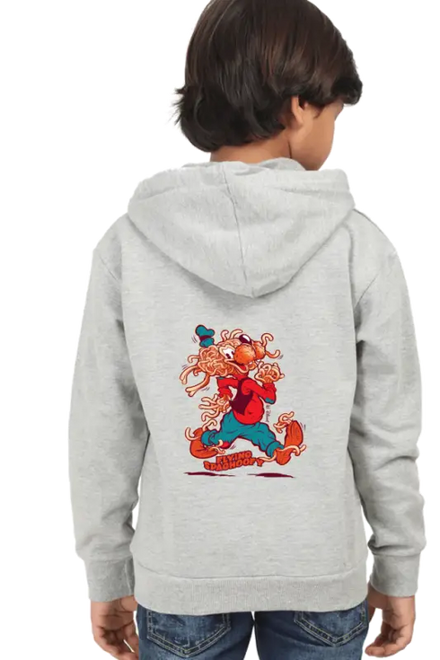 Kids Hooded SweatShirt Flyng (Front/Back Design) - Grey Melange / 36-47M