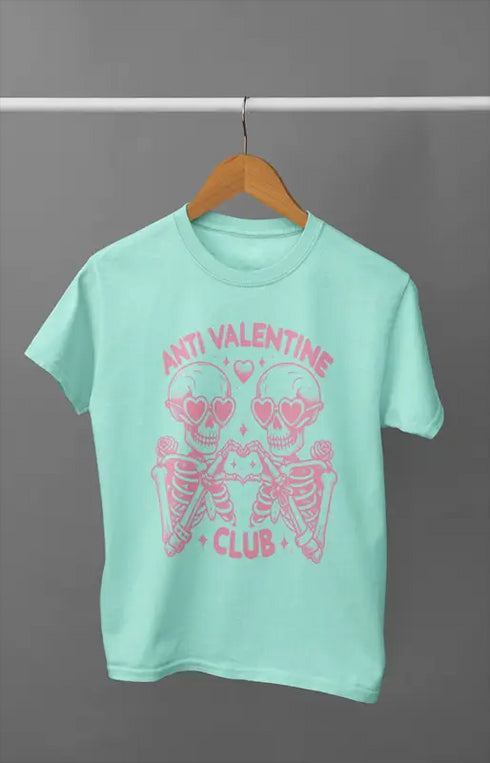 Men’s Half Sleeve Round Neck Anti Valentine Club - Mint / S