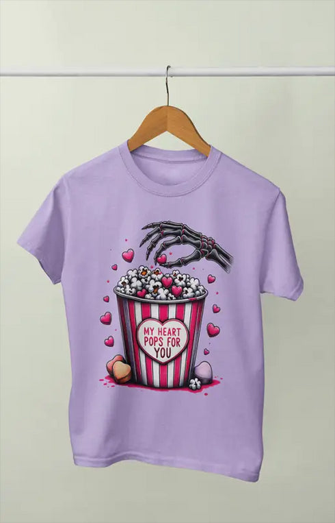 Men’s Half Sleeve Round Neck Heart Pops - Lavender / S