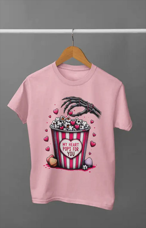 Men’s Half Sleeve Round Neck Heart Pops - Light Baby Pink / S