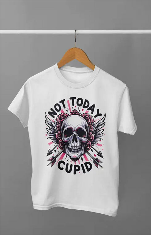 Men’s Half Sleeve Round Neck Love Cupid - White / S