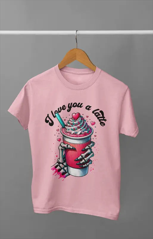 Men’s Half Sleeve Round Neck Love Latte - Light Baby Pink / S