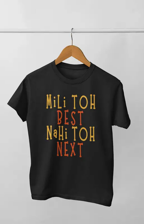 Men’s Half Sleeve Round Neck Mili Tohh - S / Black