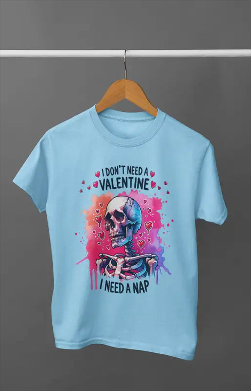 Men’s Half Sleeve Round Neck No Valentine - Baby Blue / S