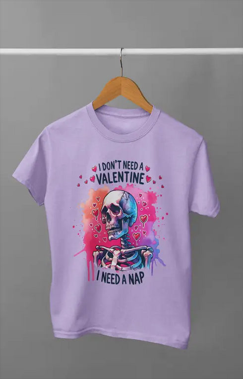 Men’s Half Sleeve Round Neck No Valentine - Lavender / S