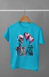 Men’s Half Sleeve Round Neck Skeleton Feelings - SkyBlue / S