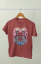 Men’s Half Sleeve Round Neck Skeleton Heart - Coral / S