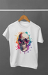 Men’s Half Sleeve Round Neck Skull - White / 7XL