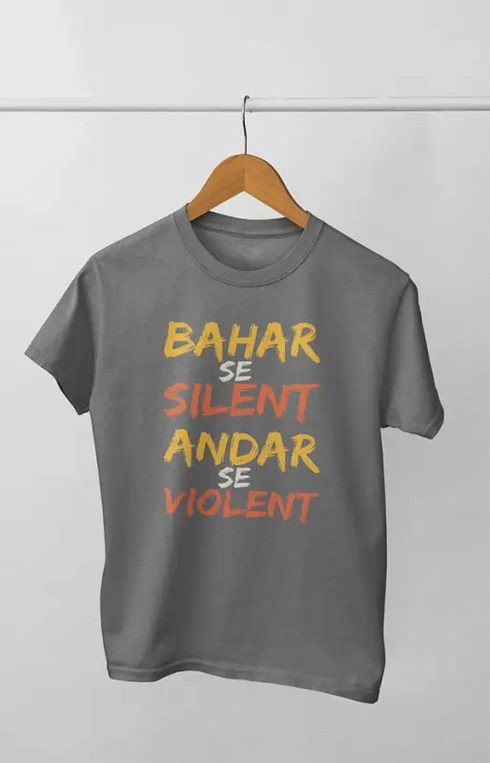 Men’s Half Sleeve Round Neck TShirt Bahar Se - S / Charcoal Melange