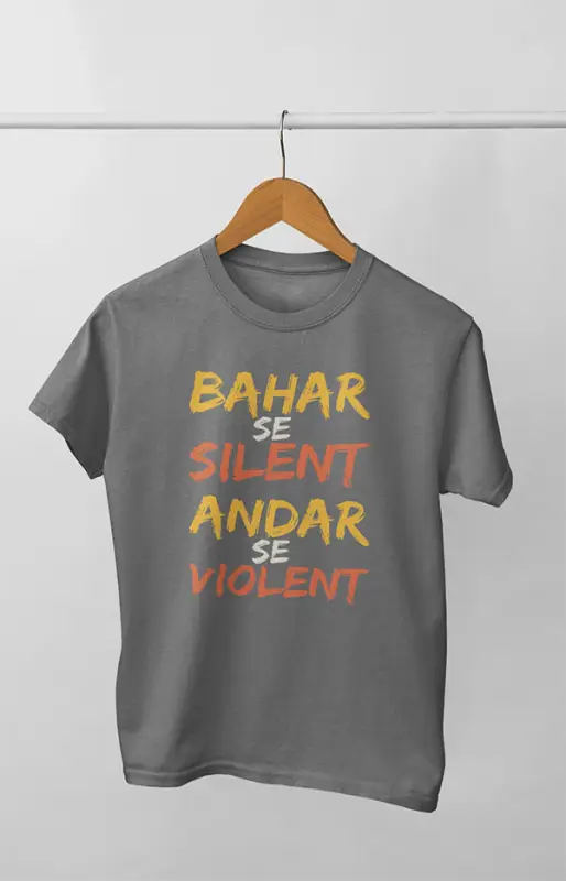 Men’s Half Sleeve Round Neck TShirt Bahar Se - S / Charcoal Melange