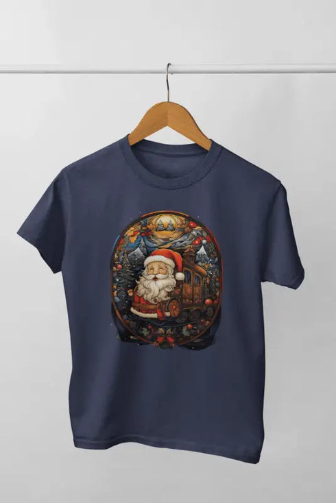 Men’s Half Sleeve Round Neck Tshirt ChristmasDeco - Navy Blue / S