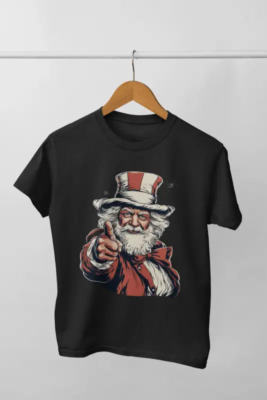 Men’s Half Sleeve Round Neck Tshirt ChristmasSanta - Black / S