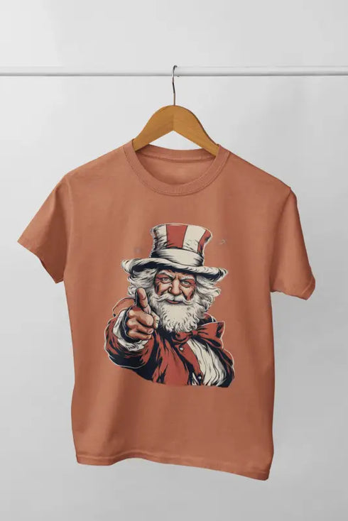 Men’s Half Sleeve Round Neck Tshirt ChristmasSanta - Coral / S