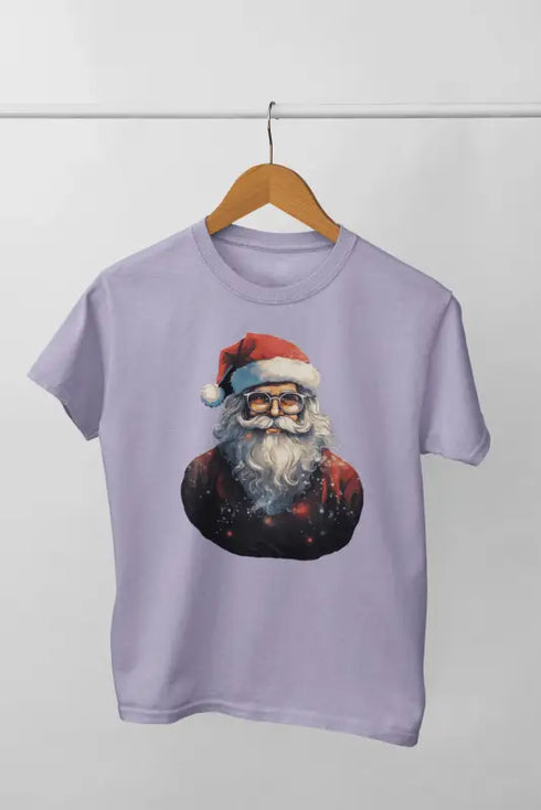 Men’s Half Sleeve Round Neck Tshirt ChristmasSantaW - Lavender / S