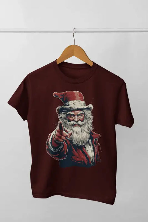 Men’s Half Sleeve Round Neck Tshirt ChristmasSantaC - Maroon / S