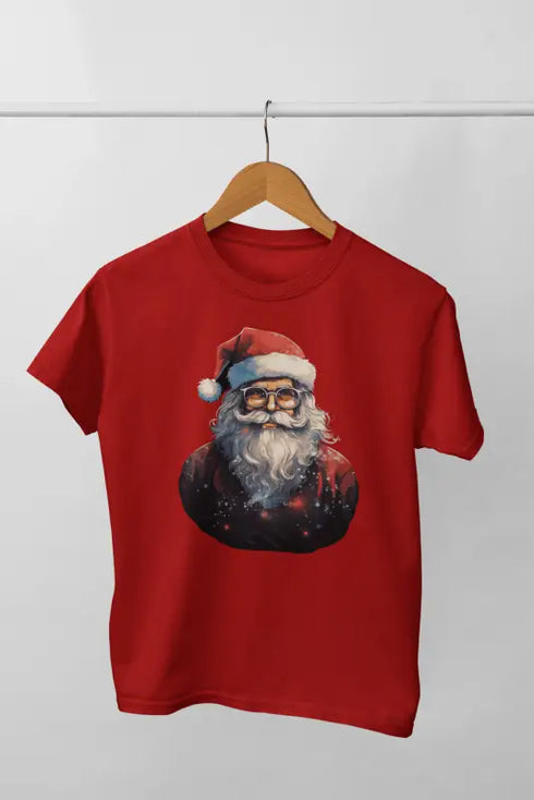 Men’s Half Sleeve Round Neck Tshirt ChristmasSantaW - Red / S