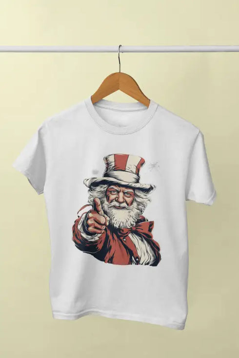 Men’s Half Sleeve Round Neck Tshirt ChristmasSanta - White / S