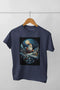 Men’s Half Sleeve Round Neck Tshirt ChristmasSnowman - Navy Blue / S