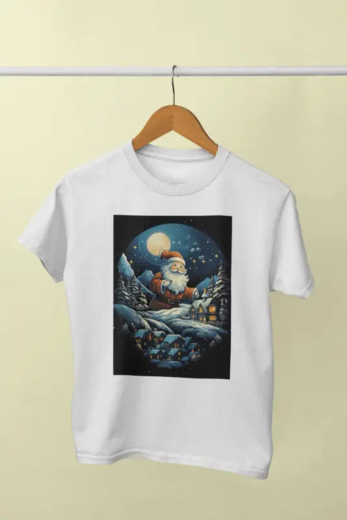 Men’s Half Sleeve Round Neck Tshirt ChristmasSnowman - White / S